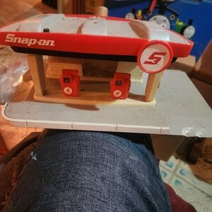 Snap-on Red and White Toy Gas Station Playset